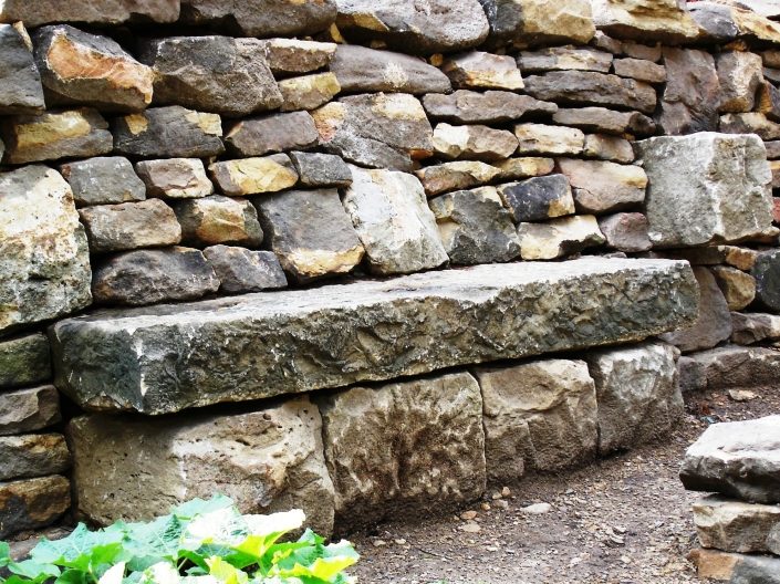 Sandstone Retaining Wall Restoration With Added Bench, Pennsylvania 2005